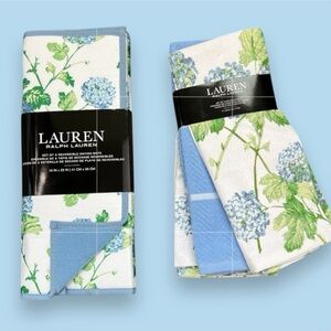 Ralph Lauren - ‘Hydrangea - bundle ‘ Dish towels (3) & Drying mats (2) NWT Firm!